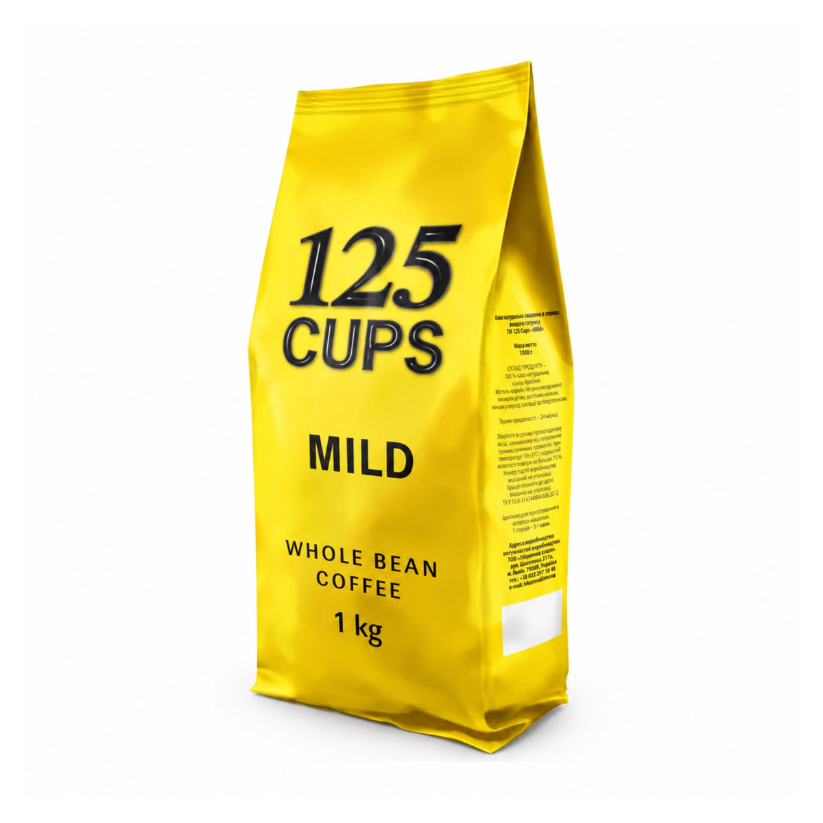125 CUPS MILD whole bean coffee, 1 kg