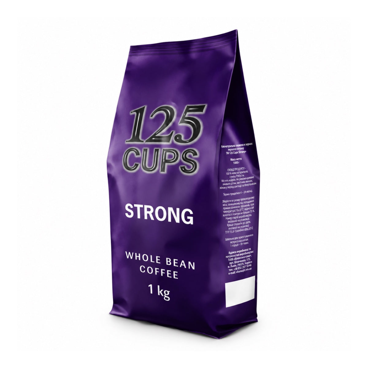 125 CUPS STRONG whole bean coffee, 1 kg